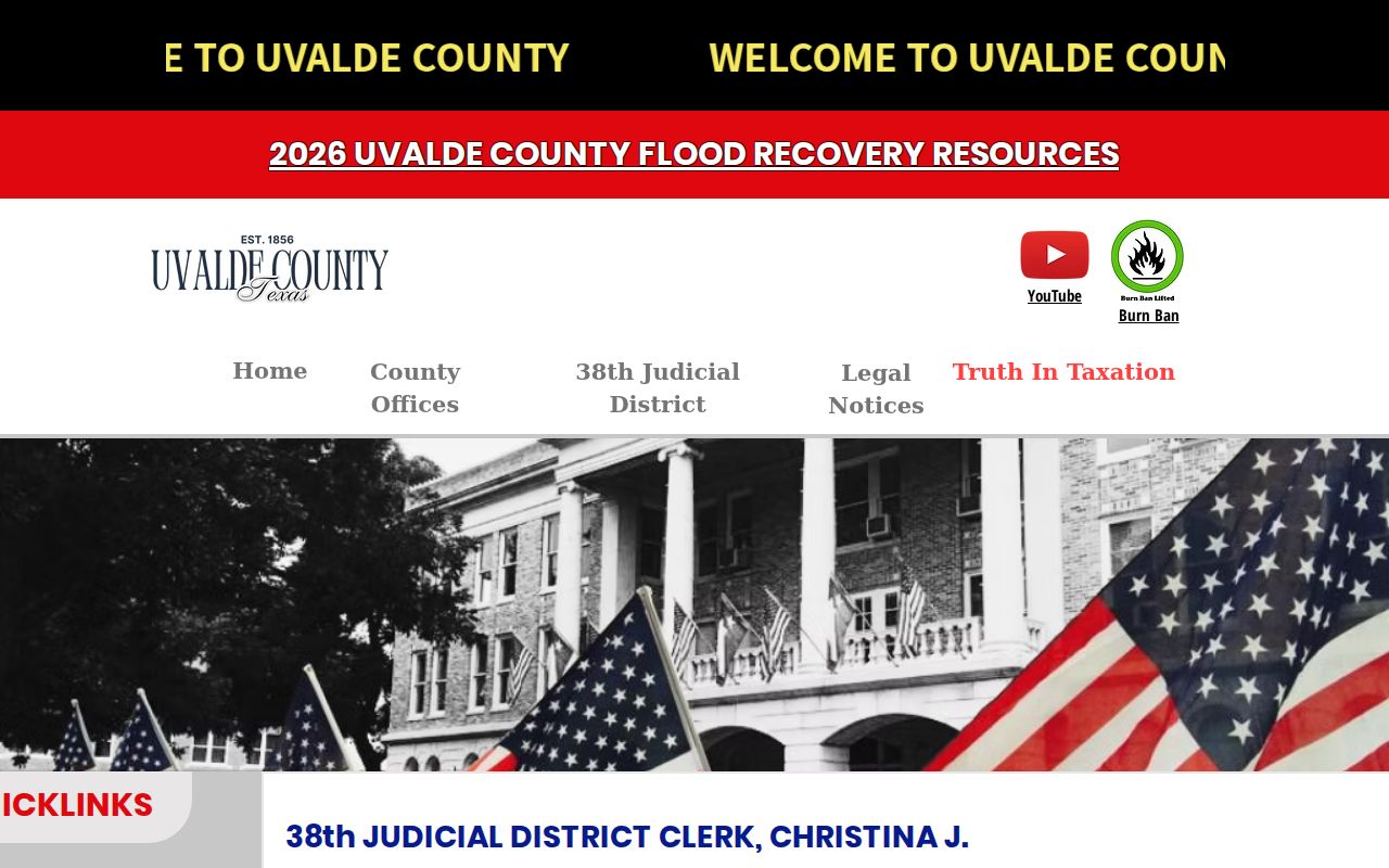 Uvalde County criminal docket information on the District Clerk page